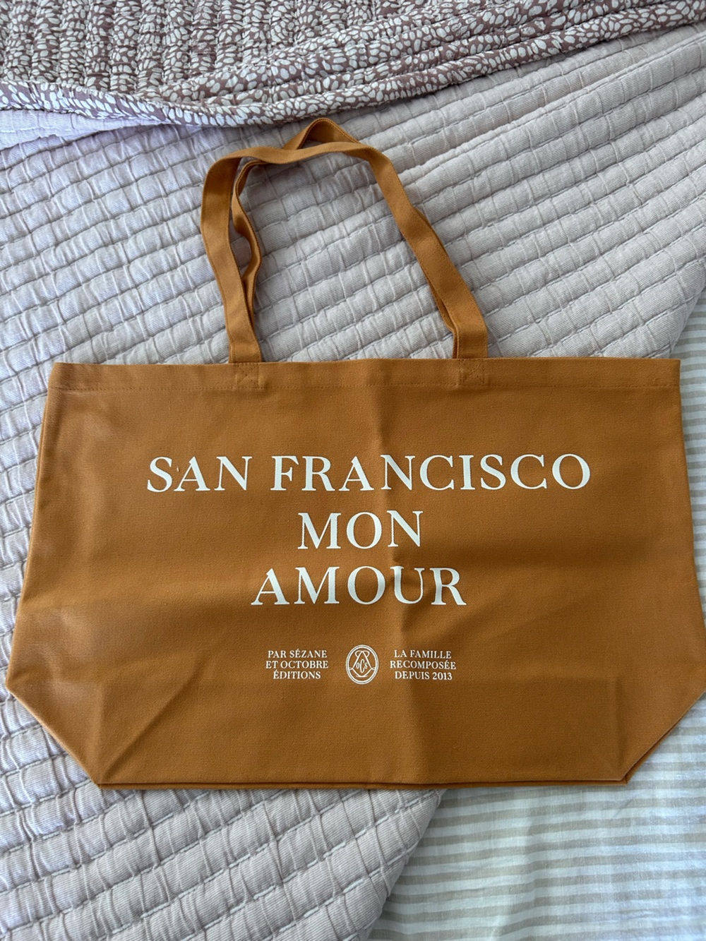 Sezane San Francisco Mon Amour Tote Bag - Caramel Brown